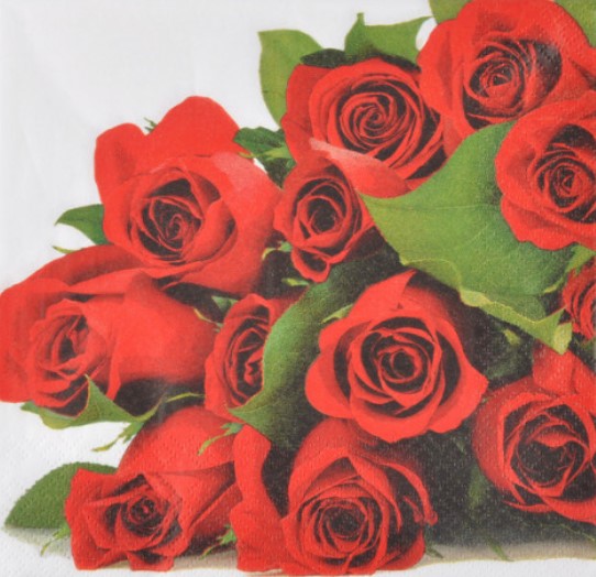 Lot de 20 serviettes en papier 'Bouquet Roses'  (25x25cm)