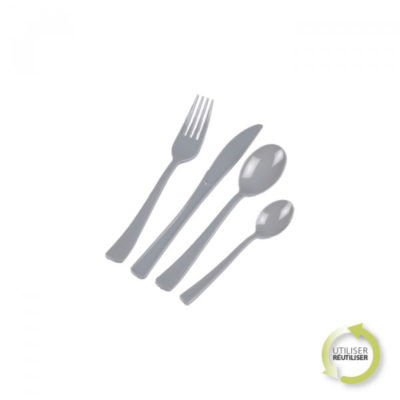 HOMEA - Set de couverts réutilisable gris (6x)