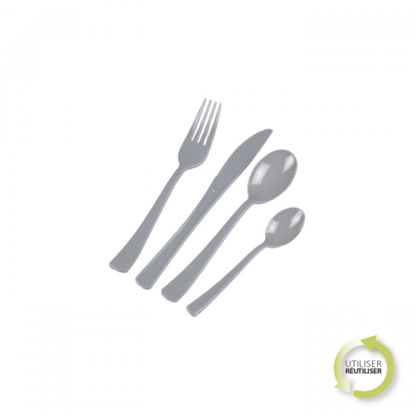 HOMEA - Set de couverts réutilisable gris (6x)