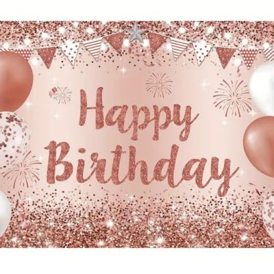 Bannière de décoration d'anniversaire rose gold - 180cm x 110cm